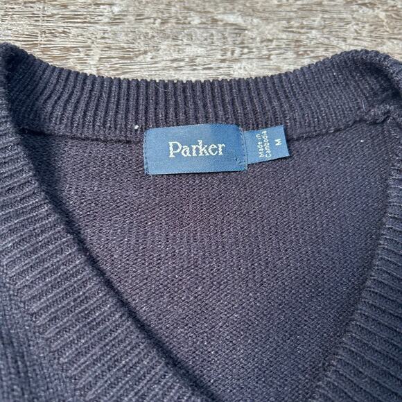 Parker Navy Sweater Vest Knit Pullover V-Neck Sleeveless Top M - Picture 5 of 5